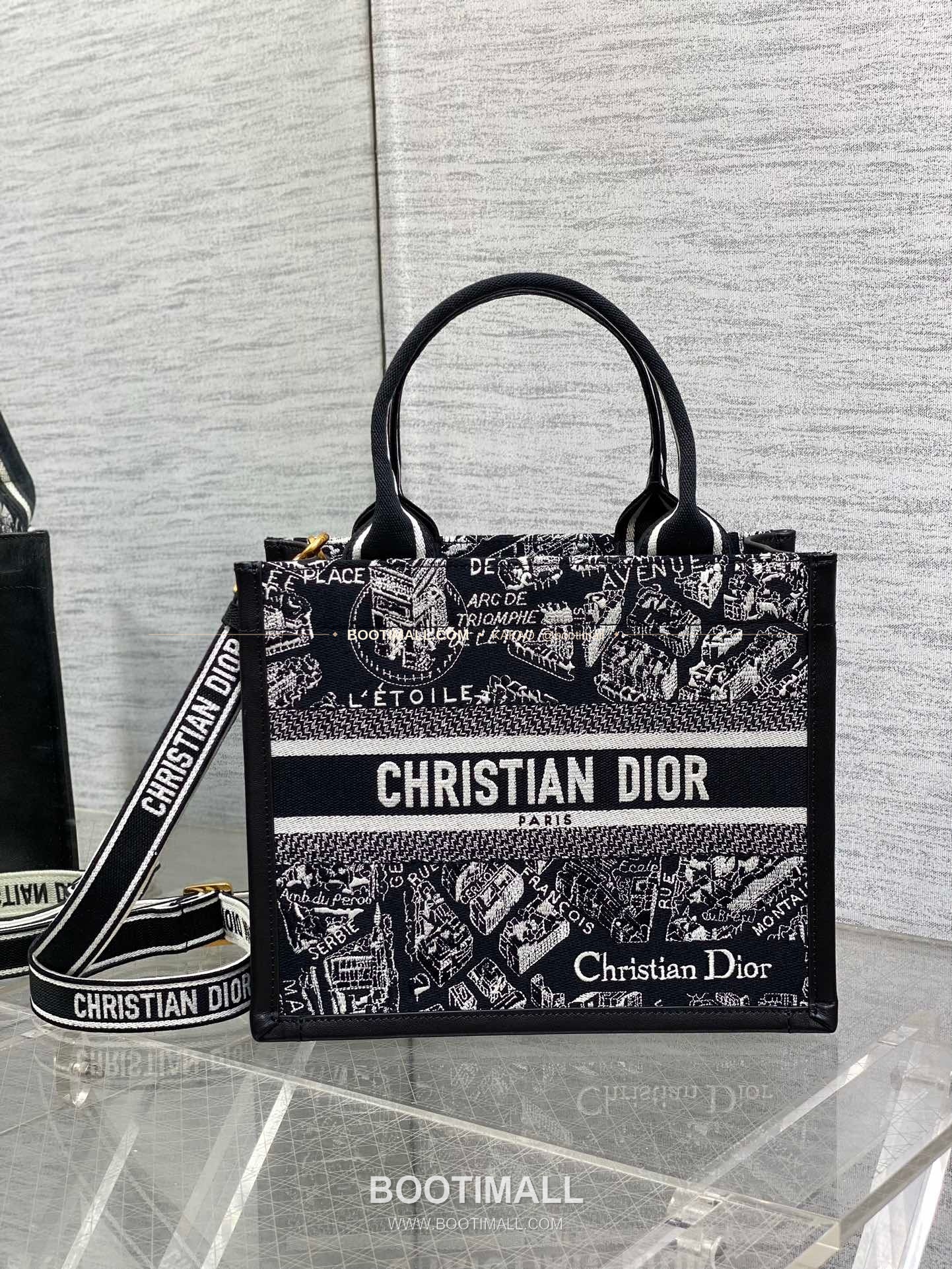 디올 오블리크 자수 캔버스 스트랩 스몰 토트백 Dior Oblique Embroidered Canvas Strap Small Tote Bag 26cm 1