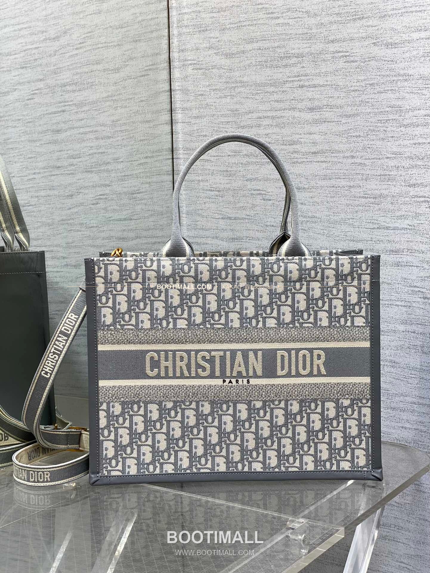 디올 오블리크 자수 캔버스 스트랩 미디엄 토트백 Dior Oblique Embroidered Canvas Strap Medium Tote Bag 36cm 5