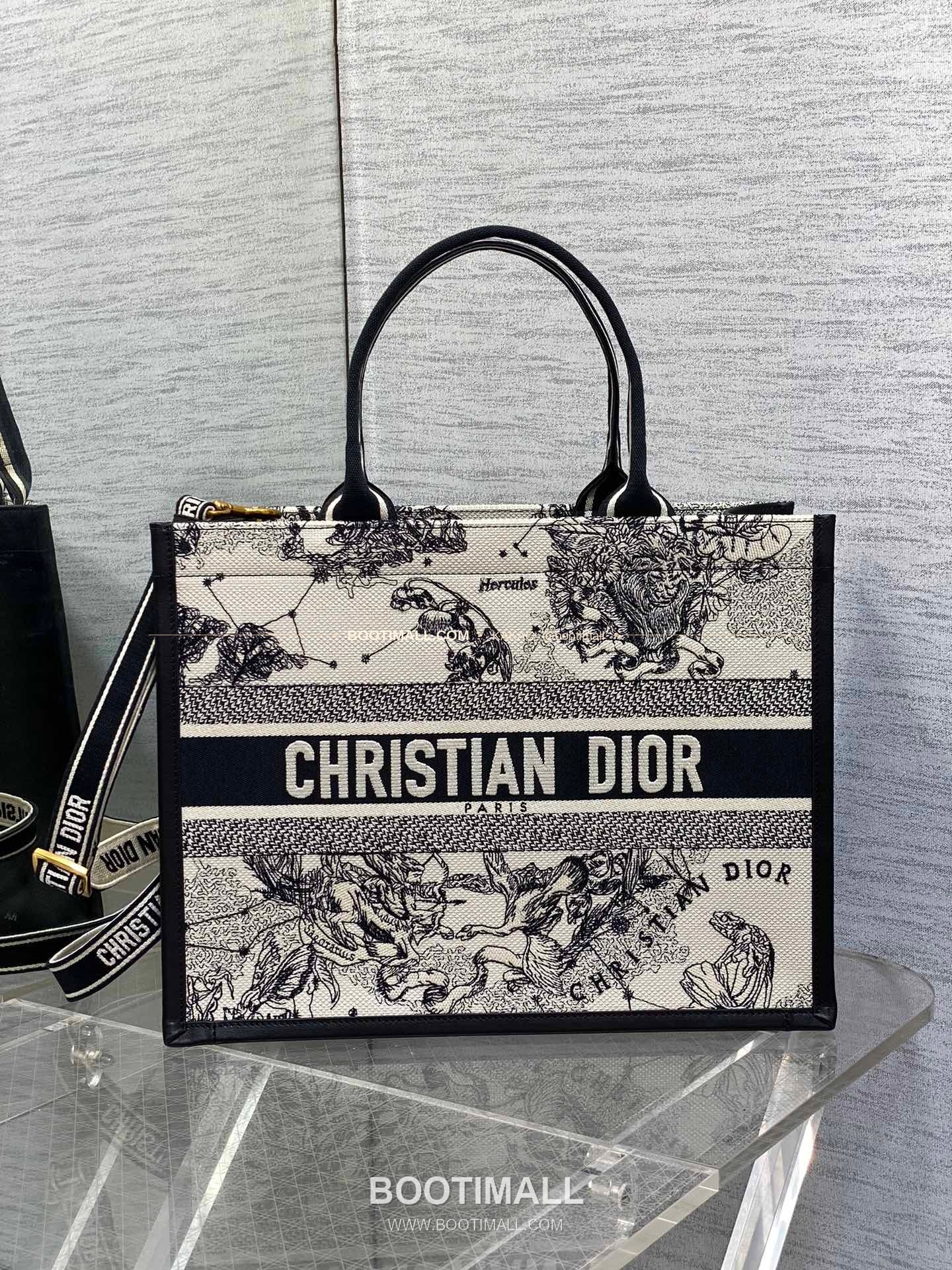디올 오블리크 자수 캔버스 스트랩 미디엄 토트백 Dior Oblique Embroidered Canvas Strap Medium Tote Bag 36cm 6