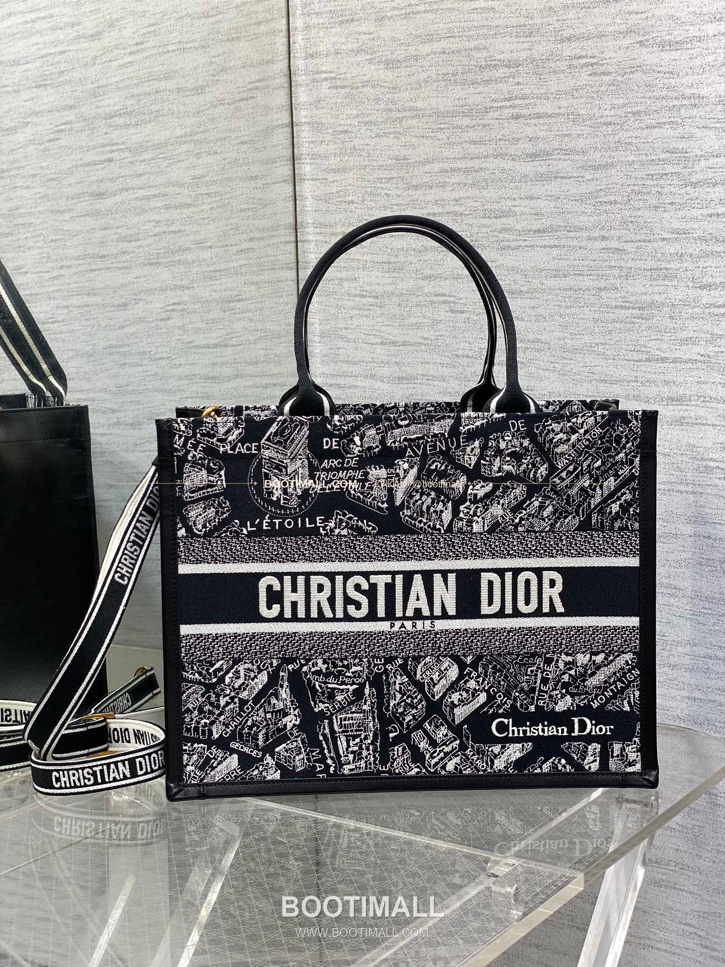디올 오블리크 자수 캔버스 스트랩 미디엄 토트백 Dior Oblique Embroidered Canvas Strap Medium Tote Bag 36cm 6