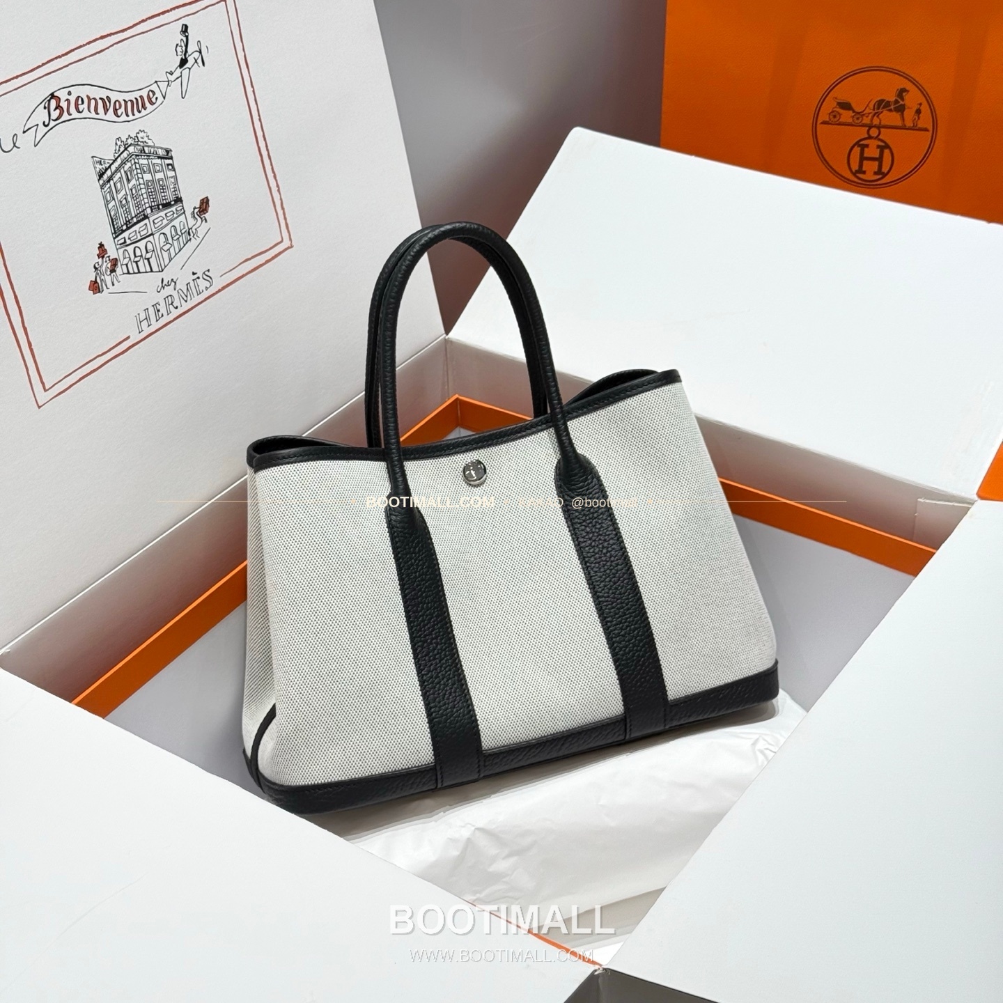 에르메스 가든파티 캔버스 레더 트림 토트백 Hermes Garden Party Canvas Leather Trim Tote Bag 30cm 1