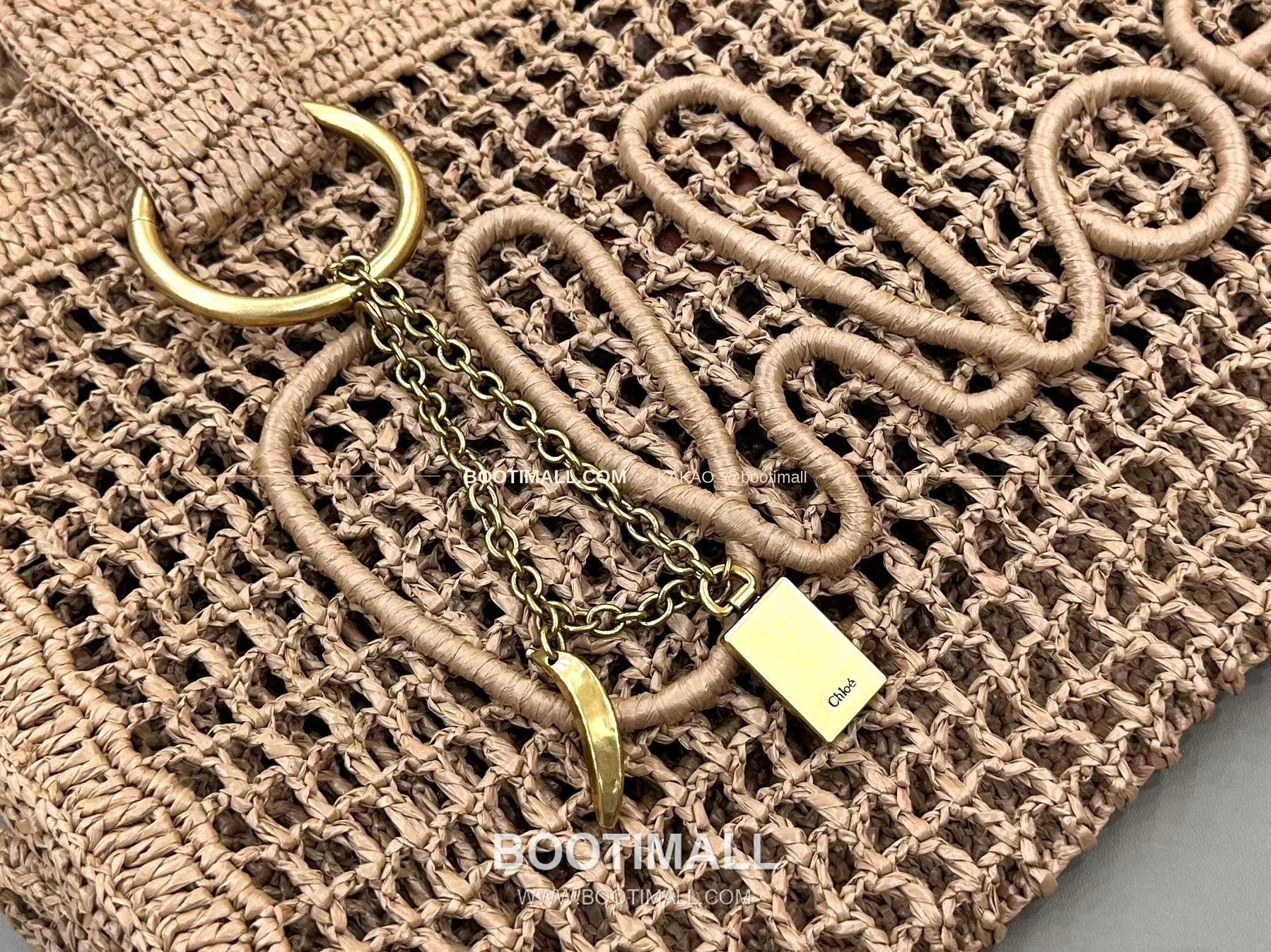 끌로에 2026SS 라피아 위빙 로고자수 바나나 토트백 Chloe 2026 SS Raffia Woven Logo Embroidery Banana Tote Bag 1666 37cm 9