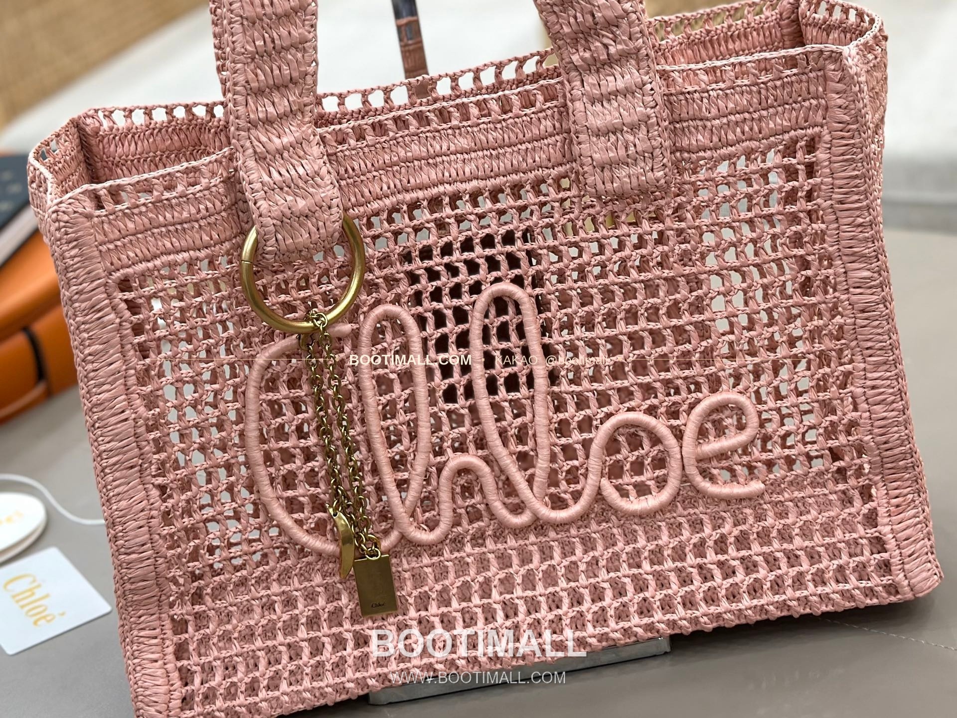 끌로에 2026SS 라피아 위빙 로고자수 바나나 토트백 Chloe 2026 SS Raffia Woven Logo Embroidery Banana Tote Bag 1666 37cm 7