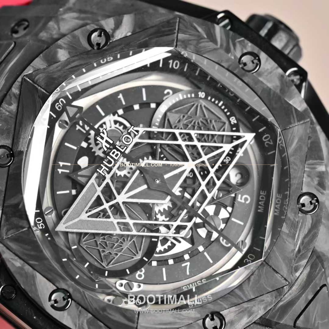 위블로 빅뱅 상블루II 카본파이버 스켈레톤 크로노그래프 오토매틱 Hublot Big Bang Sang Bleu II Carbon Fiber Skeleton Chronograph Automatic 45mm 4