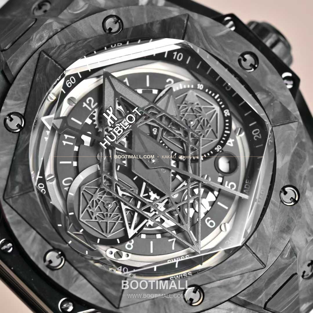 위블로 빅뱅 상블루II 카본파이버 스켈레톤 크로노그래프 오토매틱 Hublot Big Bang Sang Bleu II Carbon Fiber Skeleton Chronograph Automatic 45mm 3