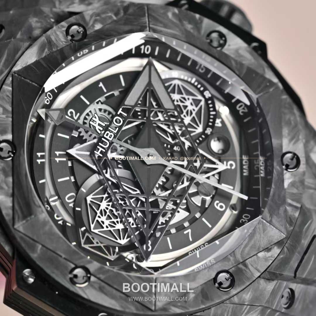 위블로 빅뱅 상블루II 카본파이버 스켈레톤 크로노그래프 오토매틱 Hublot Big Bang Sang Bleu II Carbon Fiber Skeleton Chronograph Automatic 45mm 3
