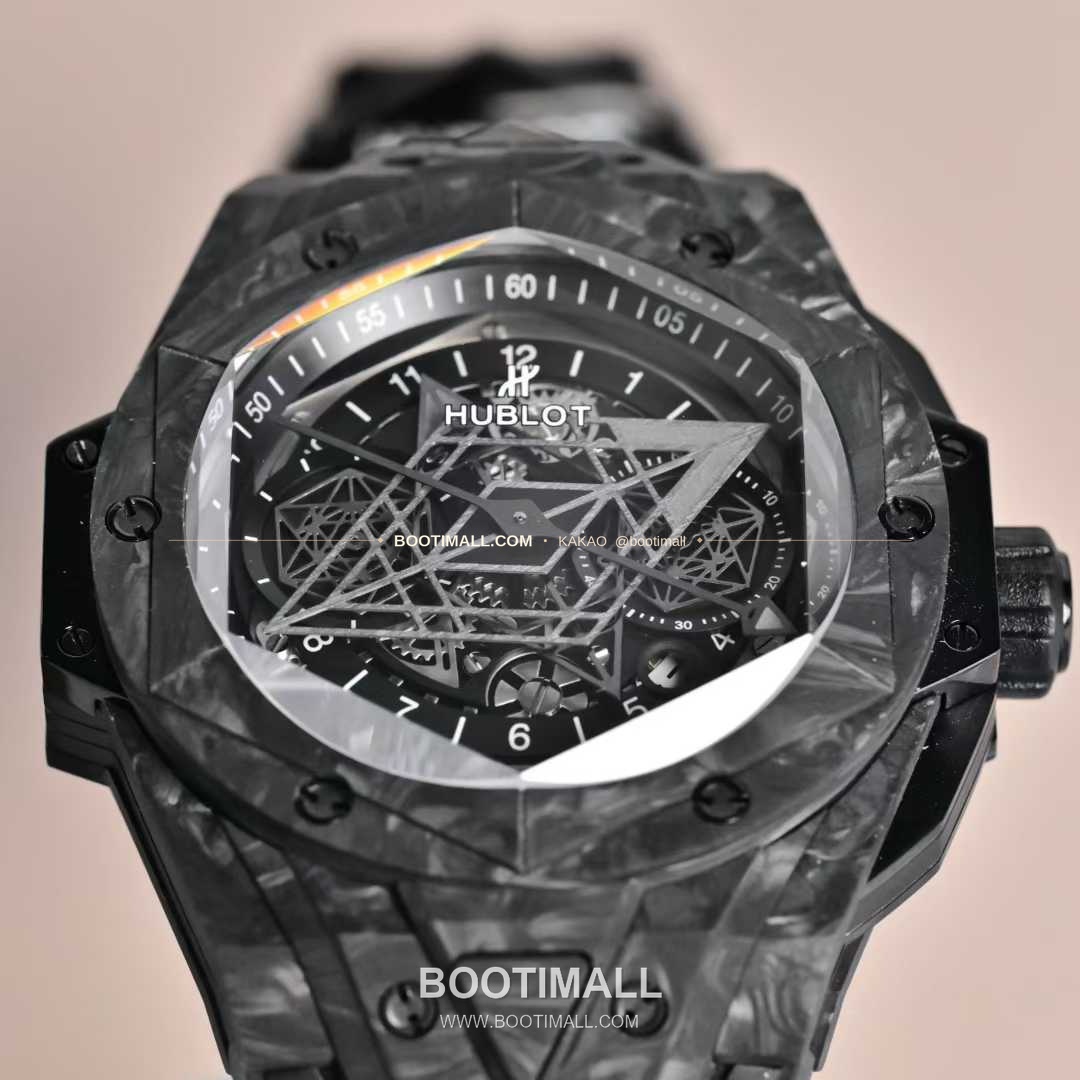 위블로 빅뱅 상블루II 카본파이버 스켈레톤 크로노그래프 오토매틱 Hublot Big Bang Sang Bleu II Carbon Fiber Skeleton Chronograph Automatic 45mm 4