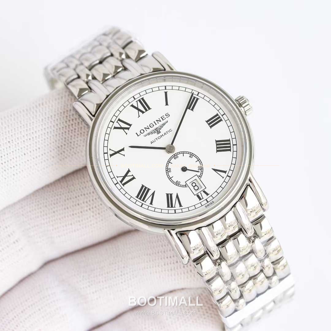 론진 엘레강스 스틸 화이트다이얼 로만인덱스 스몰세컨즈 오토매틱 Longines Elegant Steel White Dial Roman Index Small Seconds Automatic 38.5mm 2