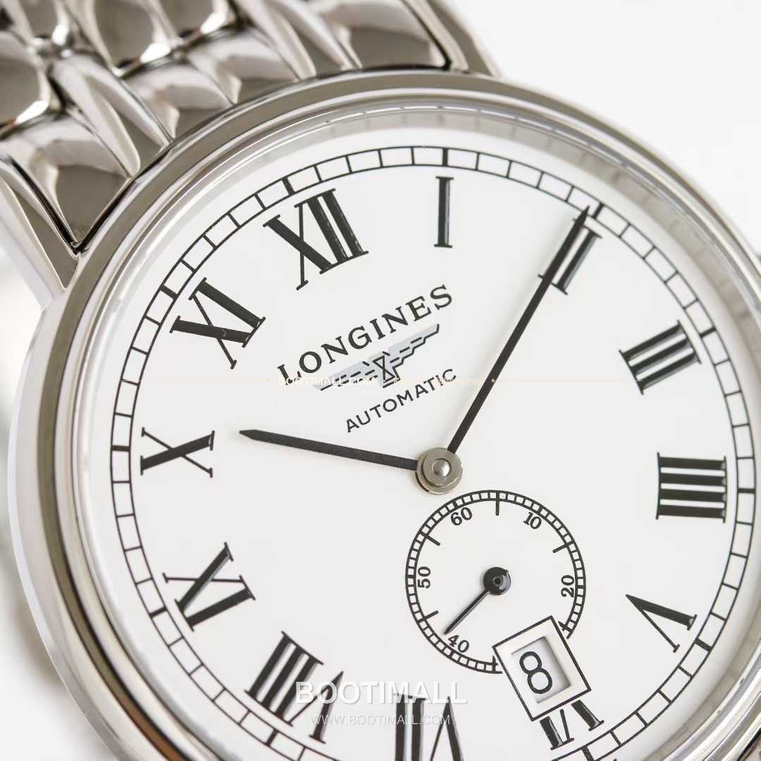 론진 엘레강스 스틸 화이트다이얼 로만인덱스 스몰세컨즈 오토매틱 Longines Elegant Steel White Dial Roman Index Small Seconds Automatic 38.5mm 4