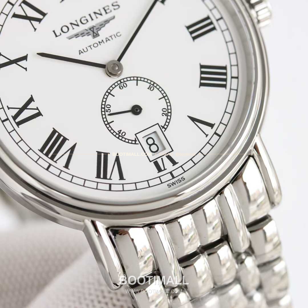 론진 엘레강스 스틸 화이트다이얼 로만인덱스 스몰세컨즈 오토매틱 Longines Elegant Steel White Dial Roman Index Small Seconds Automatic 38.5mm 5