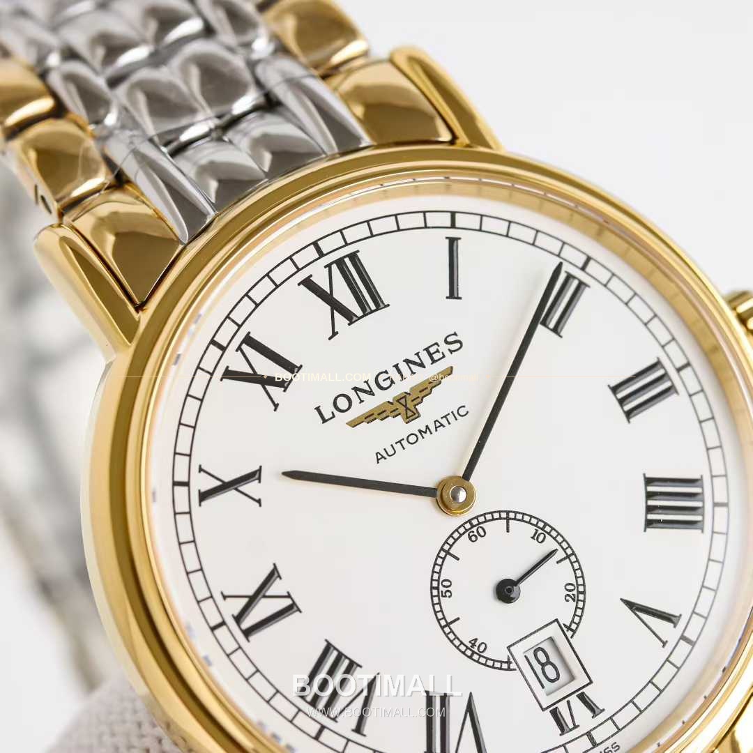 론진 엘레강스 스틸 화이트다이얼 로만인덱스 스몰세컨즈 오토매틱 Longines Elegant Steel White Dial Roman Index Small Seconds Automatic 38.5mm 4