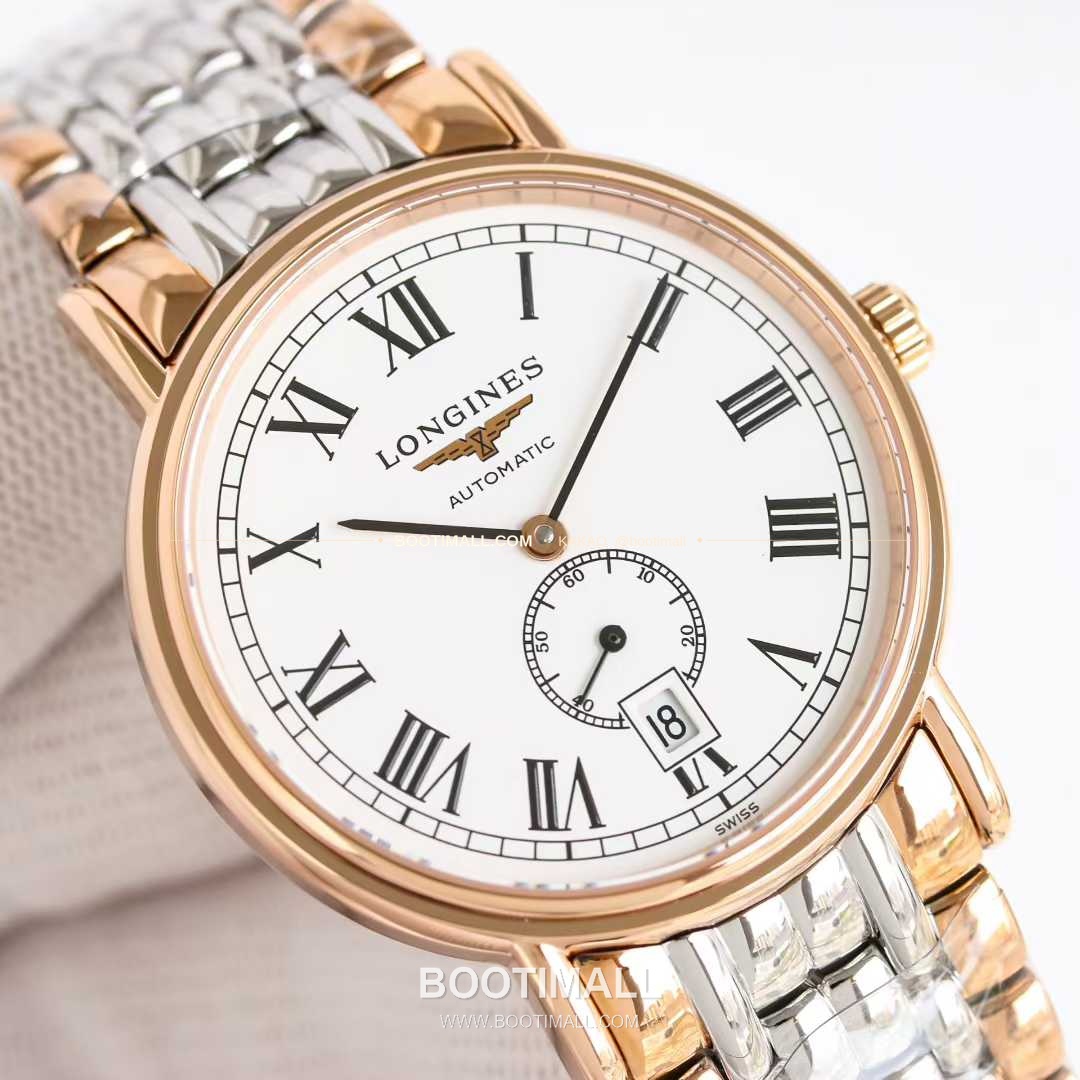론진 엘레강스 스틸 화이트다이얼 로만인덱스 스몰세컨즈 오토매틱 Longines Elegant Steel White Dial Roman Index Small Seconds Automatic 38.5mm 3