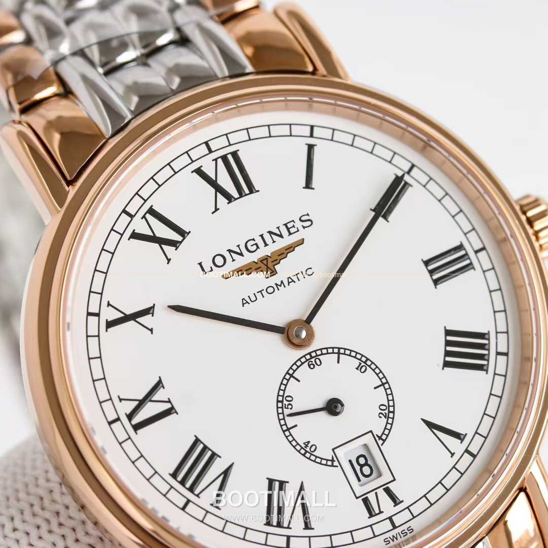 론진 엘레강스 스틸 화이트다이얼 로만인덱스 스몰세컨즈 오토매틱 Longines Elegant Steel White Dial Roman Index Small Seconds Automatic 38.5mm 4