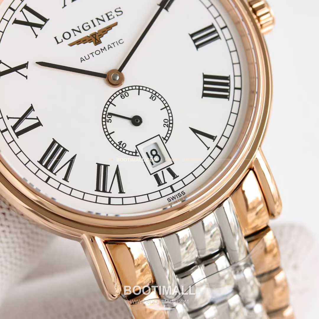 론진 엘레강스 스틸 화이트다이얼 로만인덱스 스몰세컨즈 오토매틱 Longines Elegant Steel White Dial Roman Index Small Seconds Automatic 38.5mm 5