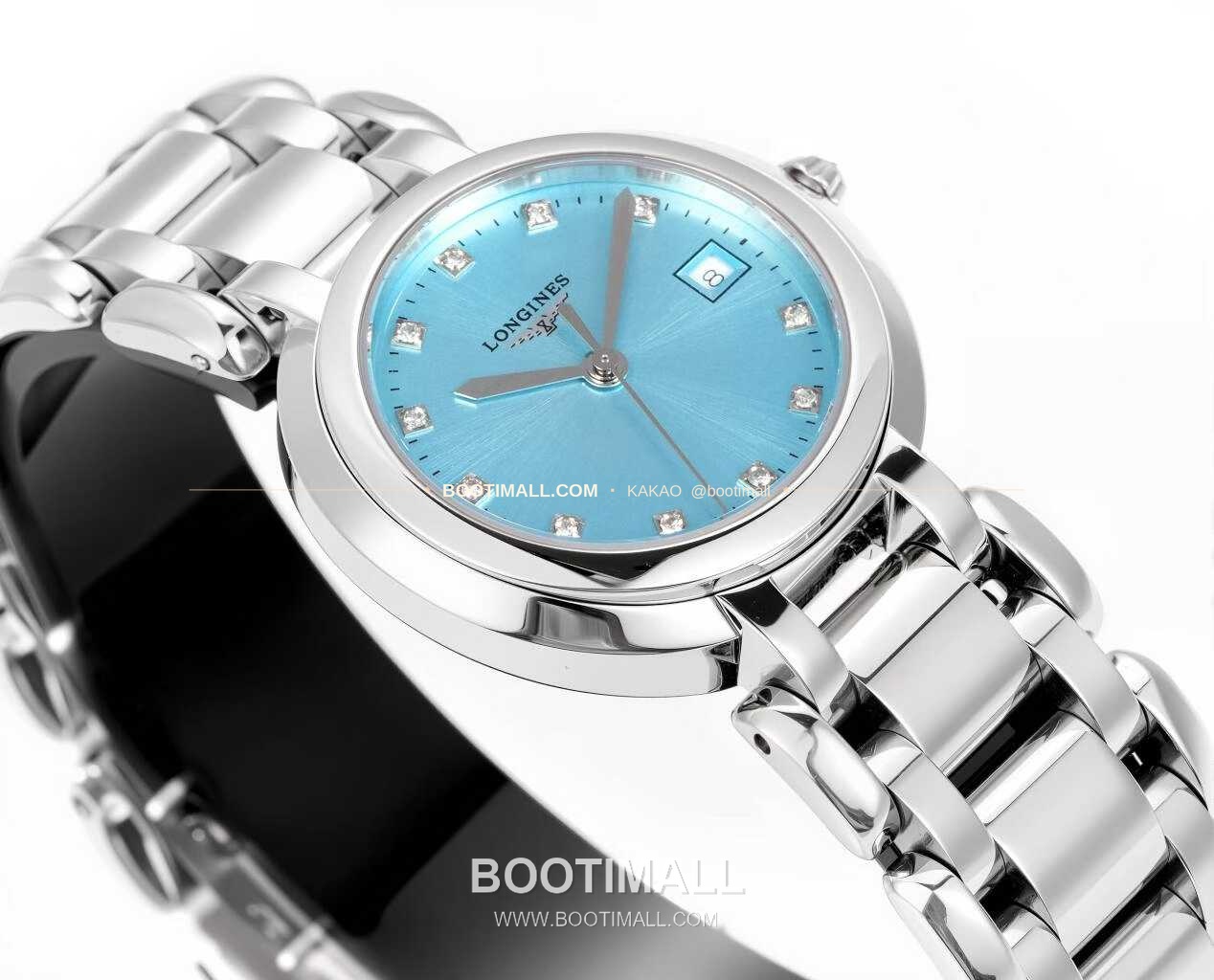 롱진 프리마루나 스틸 화이트자개 로만인덱스 블루핸즈 쿼츠 Longines PrimaLuna Steel Mother of Pearl Roman Index Blue Hands Quartz 30mm 5