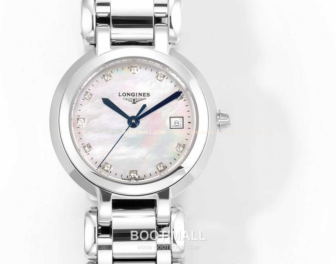 롱진 프리마루나 스틸 화이트자개 로만인덱스 블루핸즈 쿼츠 Longines PrimaLuna Steel Mother of Pearl Roman Index Blue Hands Quartz 30mm 2