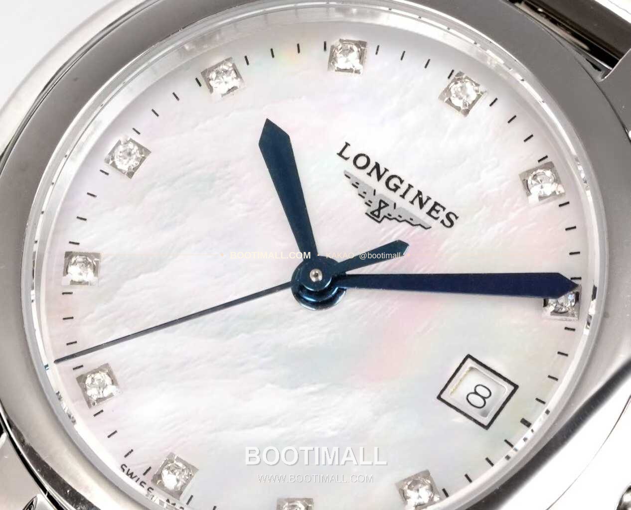 롱진 프리마루나 스틸 화이트자개 로만인덱스 블루핸즈 쿼츠 Longines PrimaLuna Steel Mother of Pearl Roman Index Blue Hands Quartz 30mm 3