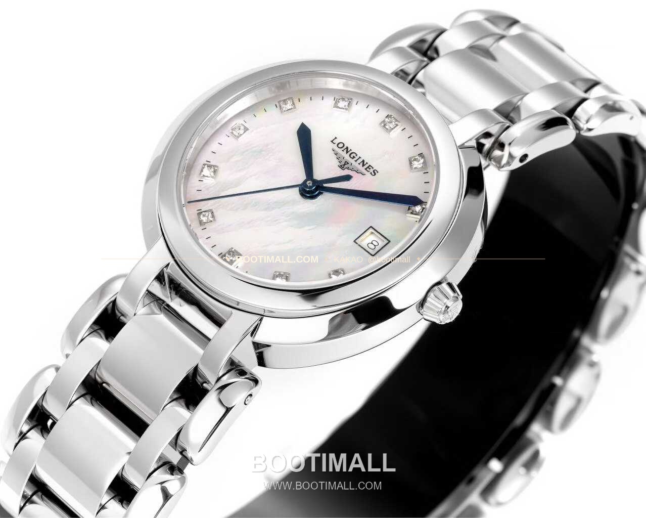 롱진 프리마루나 스틸 화이트자개 로만인덱스 블루핸즈 쿼츠 Longines PrimaLuna Steel Mother of Pearl Roman Index Blue Hands Quartz 30mm 4