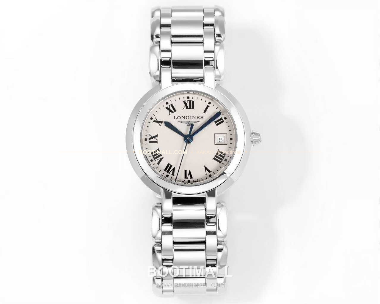 롱진 프리마루나 스틸 화이트자개 로만인덱스 블루핸즈 쿼츠 Longines PrimaLuna Steel Mother of Pearl Roman Index Blue Hands Quartz 30mm 1