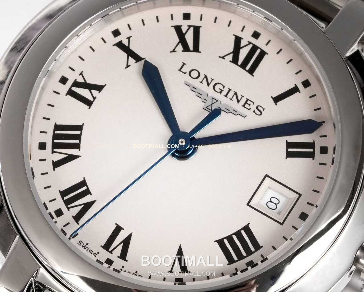 롱진 프리마루나 스틸 화이트자개 로만인덱스 블루핸즈 쿼츠 Longines PrimaLuna Steel Mother of Pearl Roman Index Blue Hands Quartz 30mm 4