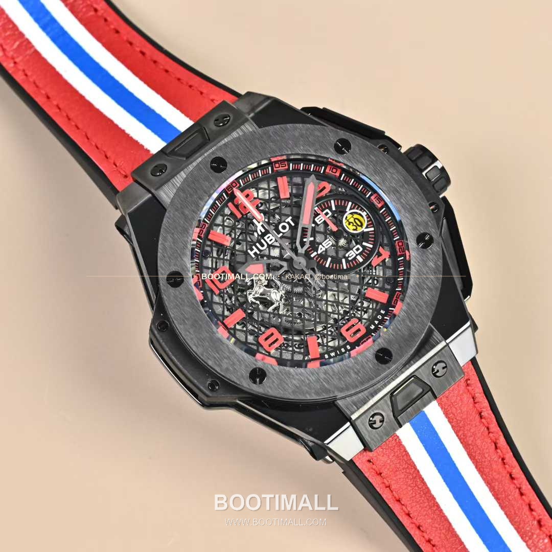 위블로 빅뱅 페라리 티타늄 카본 스켈레톤 크로노그래프 오토매틱 Hublot Big Bang Ferrari Titanium Carbon Skeleton Chronograph Automatic 45mm 2