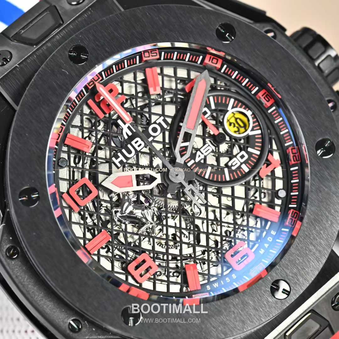위블로 빅뱅 페라리 티타늄 카본 스켈레톤 크로노그래프 오토매틱 Hublot Big Bang Ferrari Titanium Carbon Skeleton Chronograph Automatic 45mm 4