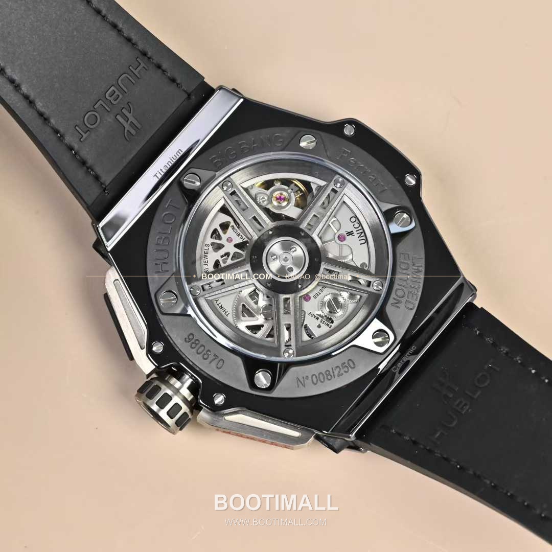 위블로 빅뱅 페라리 티타늄 카본 스켈레톤 크로노그래프 오토매틱 Hublot Big Bang Ferrari Titanium Carbon Skeleton Chronograph Automatic 45mm 6