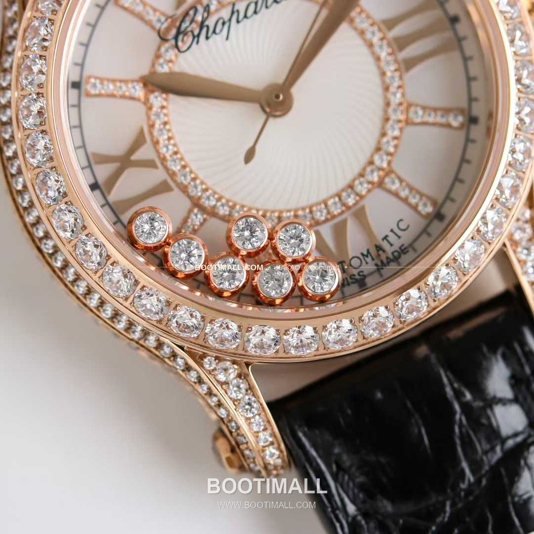 쇼파드 해피스포트 스틸 다이아몬드 자개다이얼 플로팅젬 오토매틱 Chopard Happy Sport Steel Diamond Mother of Pearl Floating Gems Automatic 36mm 5