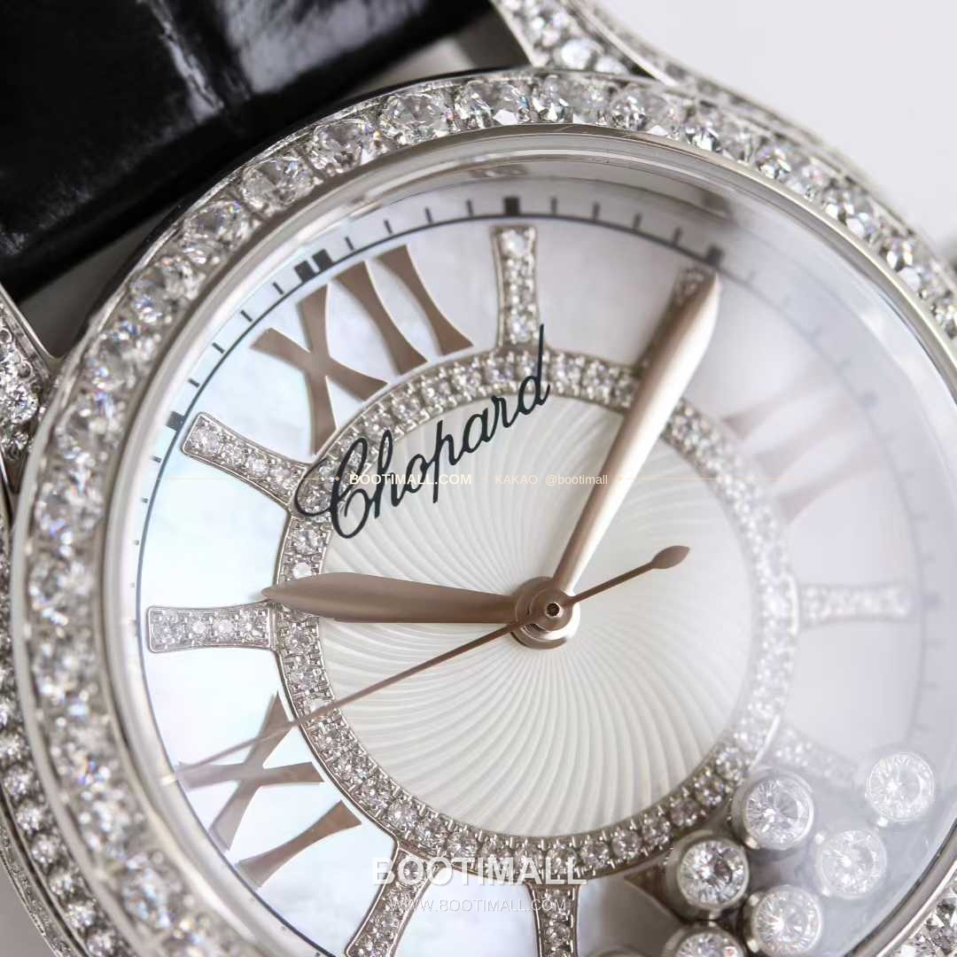 쇼파드 해피스포트 스틸 다이아몬드 자개다이얼 플로팅젬 오토매틱 Chopard Happy Sport Steel Diamond Mother of Pearl Floating Gems Automatic 36mm 4