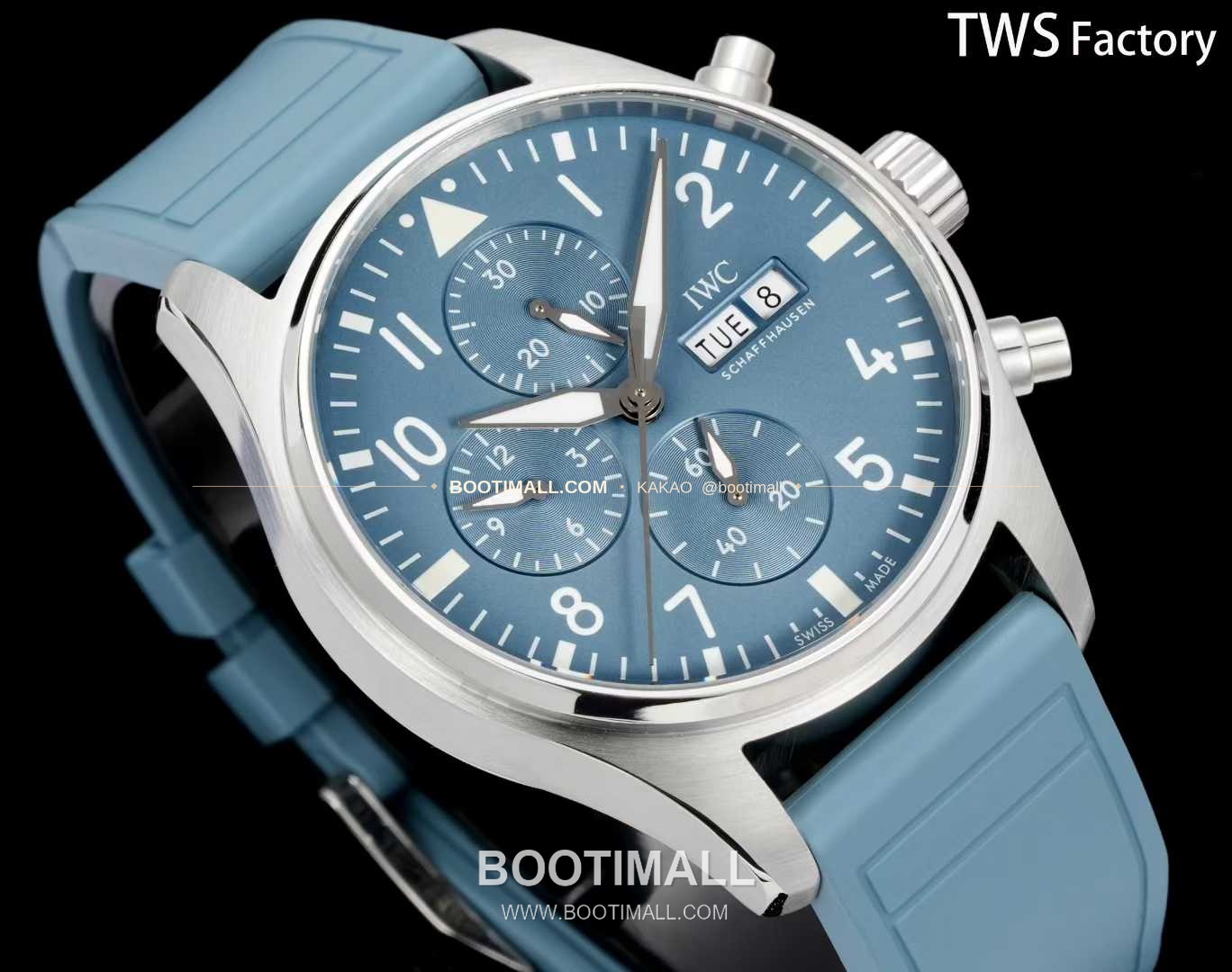 아이더블유씨 파일럿 스틸 블랙다이얼 크로노그래프 데이데이트 오토매틱 IWC Pilot Steel Black Dial Chronograph Day Date Automatic 43mm 3