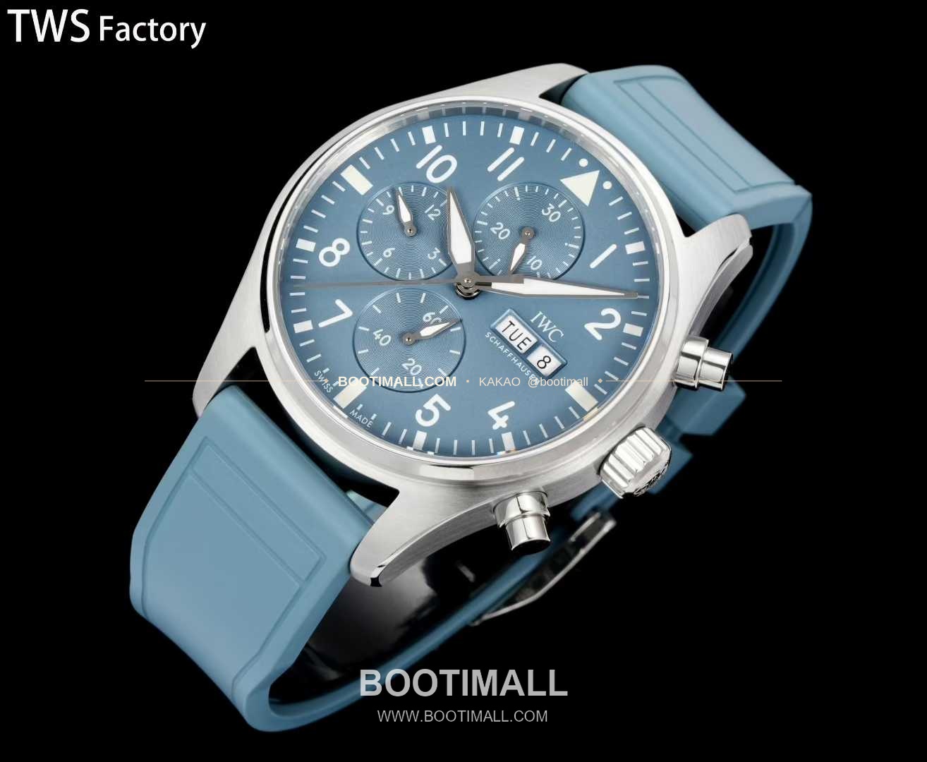 아이더블유씨 파일럿 스틸 블랙다이얼 크로노그래프 데이데이트 오토매틱 IWC Pilot Steel Black Dial Chronograph Day Date Automatic 43mm 4