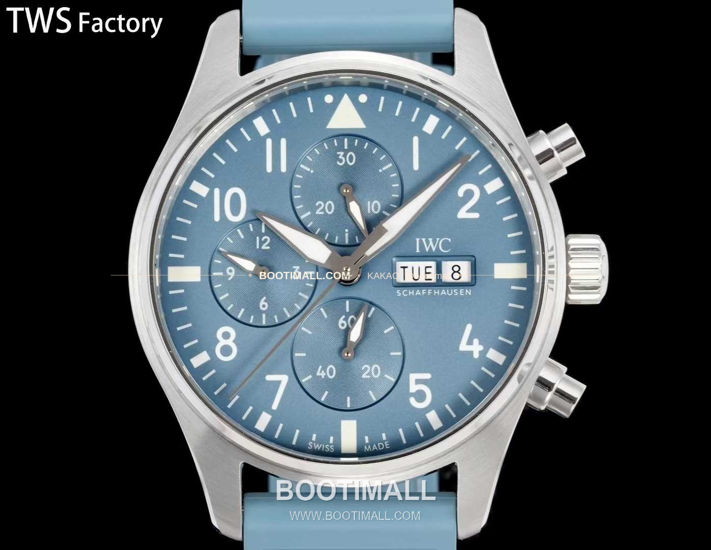 아이더블유씨 파일럿 스틸 블랙다이얼 크로노그래프 데이데이트 오토매틱 IWC Pilot Steel Black Dial Chronograph Day Date Automatic 43mm 5