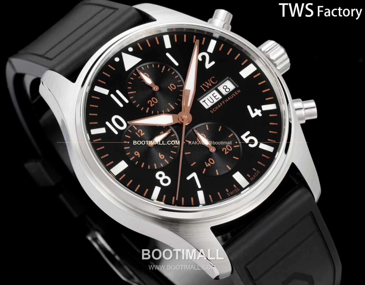 아이더블유씨 파일럿 스틸 블랙다이얼 크로노그래프 데이데이트 오토매틱 IWC Pilot Steel Black Dial Chronograph Day Date Automatic 43mm 3