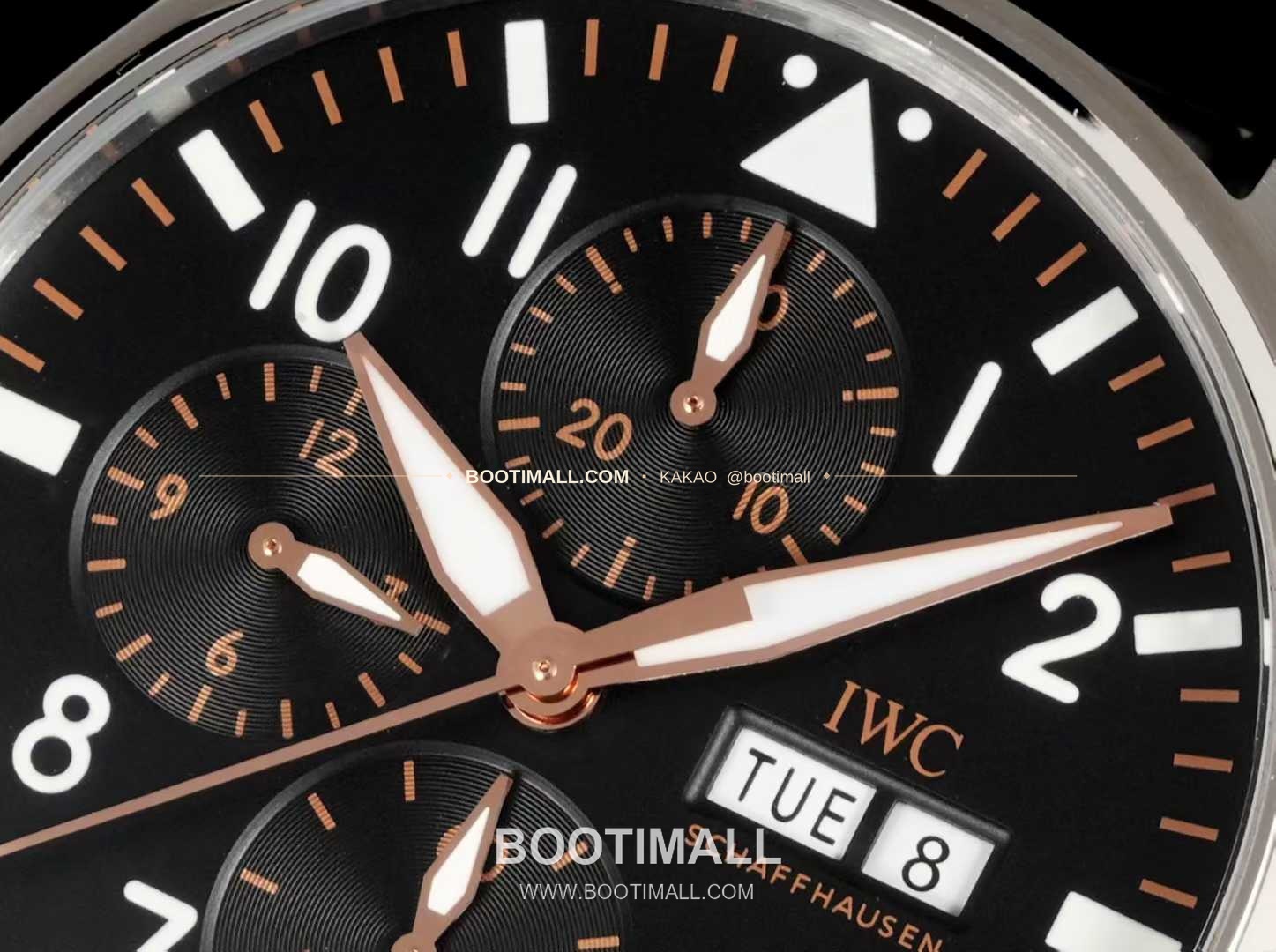 아이더블유씨 파일럿 스틸 블랙다이얼 크로노그래프 데이데이트 오토매틱 IWC Pilot Steel Black Dial Chronograph Day Date Automatic 43mm 6