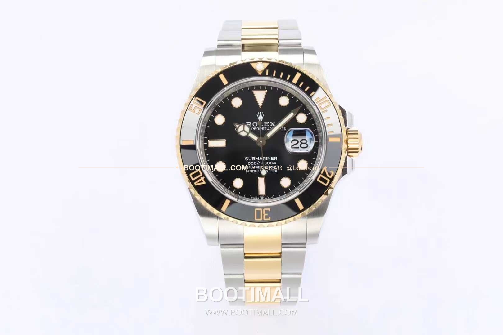 롤렉스 서브마리너 스틸 골드톤 세라믹베젤 블랙다이얼 다이버 오토매틱 Rolex Submariner Steel Gold Tone Ceramic Bezel Black Dial Diver Automatic 41mm 1