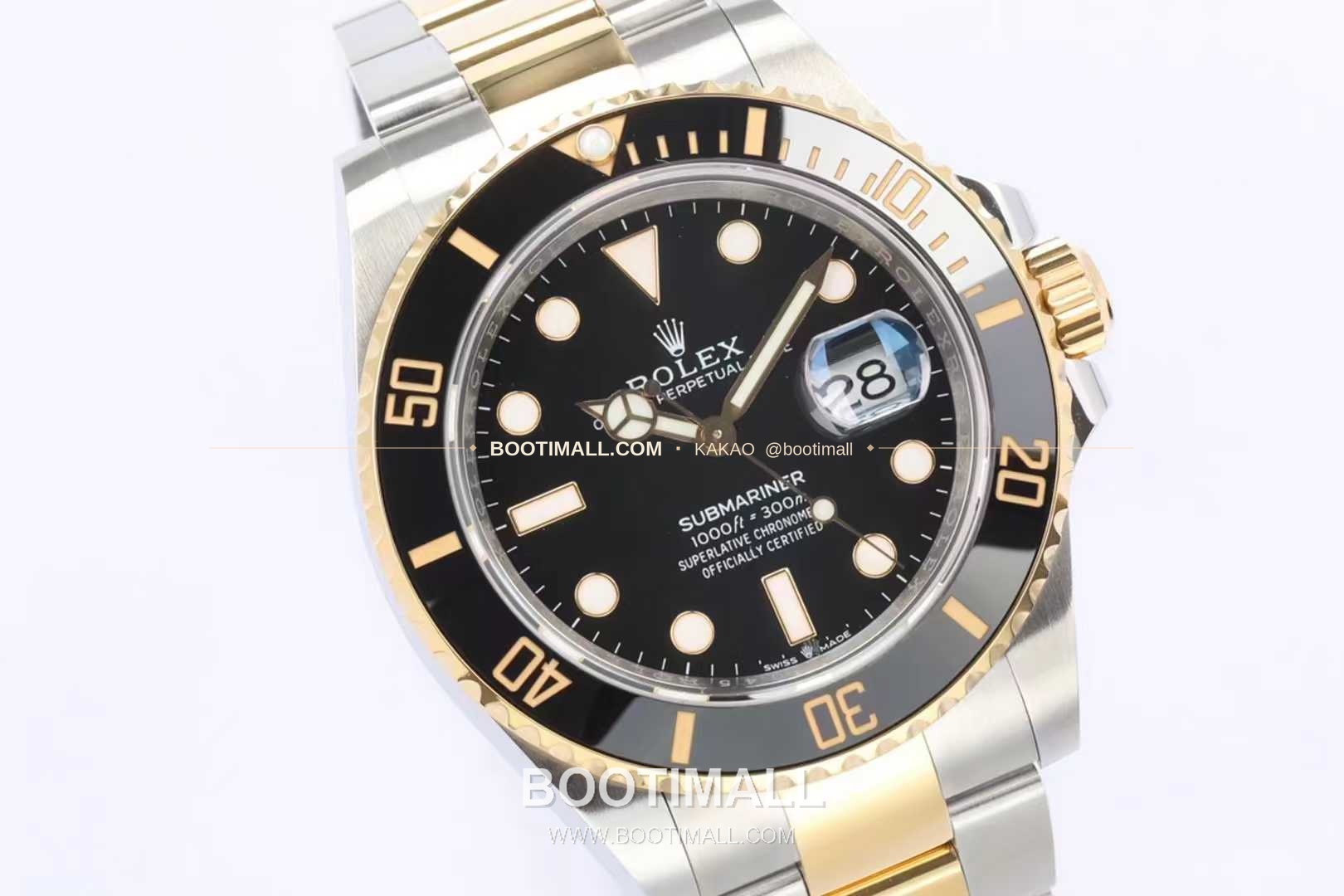 롤렉스 서브마리너 스틸 골드톤 세라믹베젤 블랙다이얼 다이버 오토매틱 Rolex Submariner Steel Gold Tone Ceramic Bezel Black Dial Diver Automatic 41mm 2