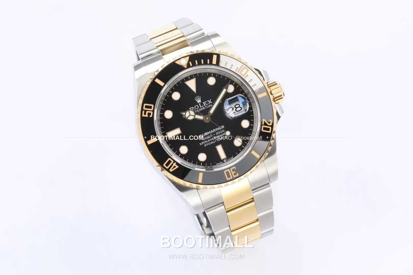 롤렉스 서브마리너 스틸 골드톤 세라믹베젤 블랙다이얼 다이버 오토매틱 Rolex Submariner Steel Gold Tone Ceramic Bezel Black Dial Diver Automatic 41mm 4