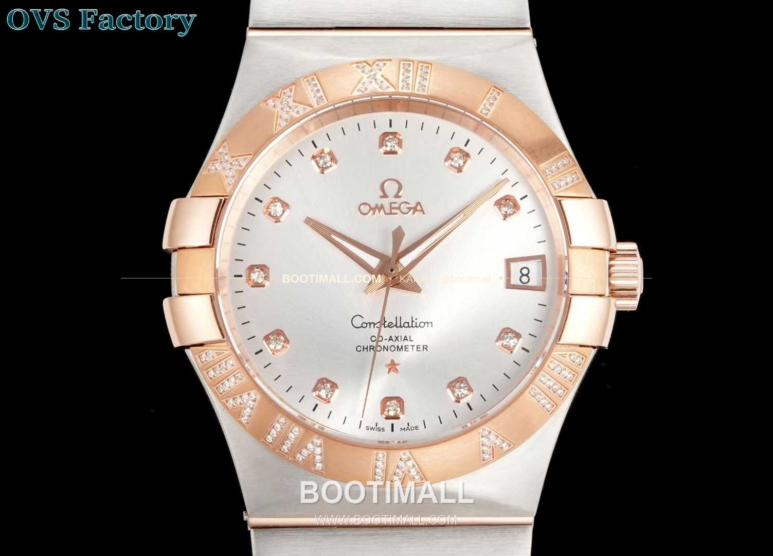오메가 컨스텔레이션 스틸 골드톤 다이아몬드 로만베젤 데이트 오토매틱 Omega Constellation Steel Gold Tone Diamond Roman Bezel Date Automatic 123.25.38.21.58.002 38mm 2