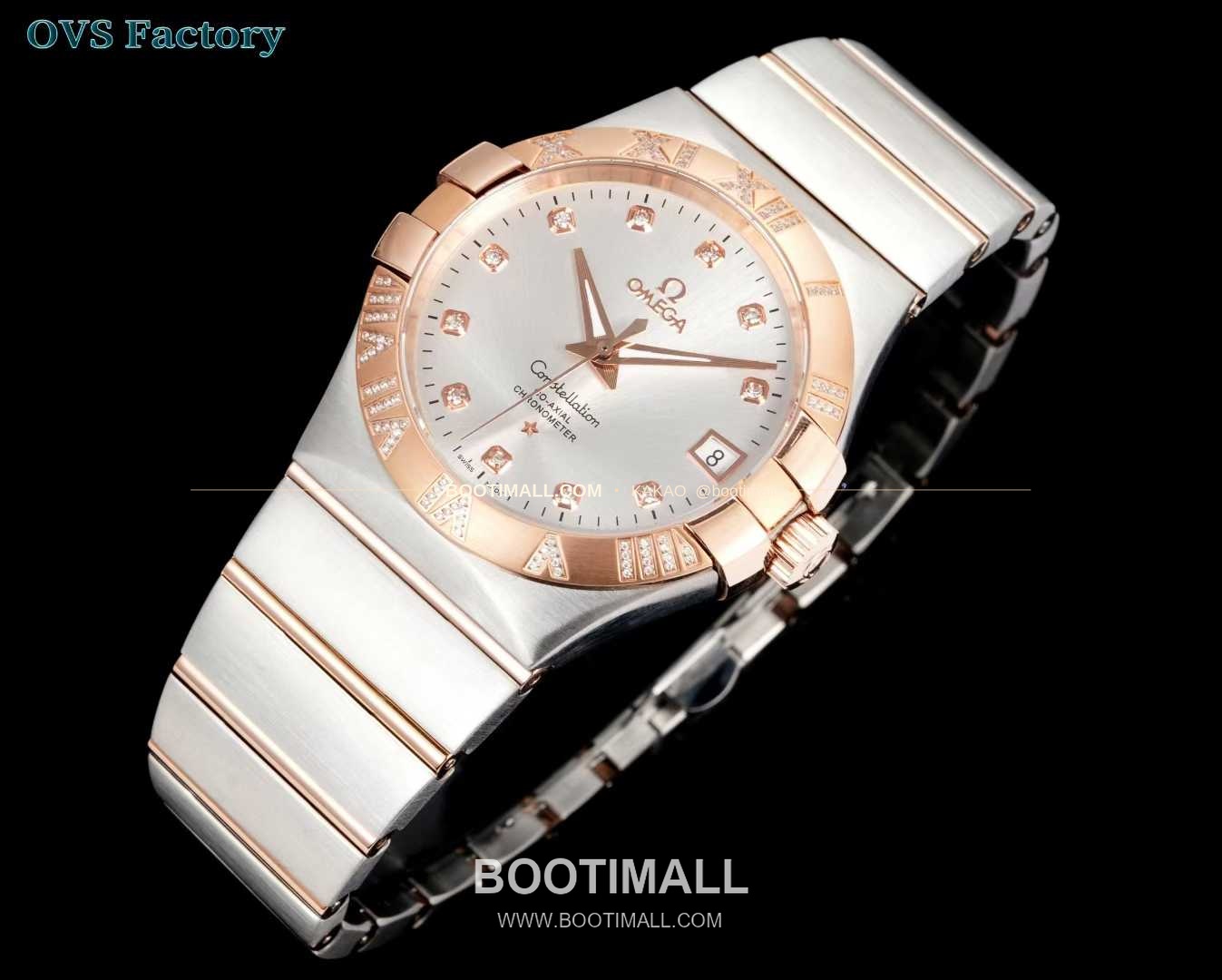 오메가 컨스텔레이션 스틸 골드톤 다이아몬드 로만베젤 데이트 오토매틱 Omega Constellation Steel Gold Tone Diamond Roman Bezel Date Automatic 123.25.38.21.58.002 38mm 3