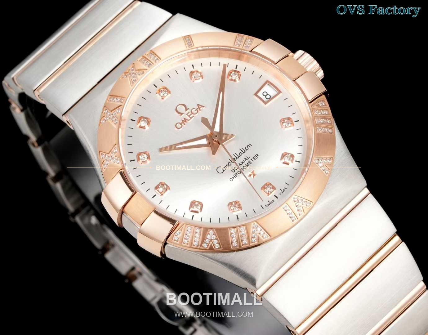 오메가 컨스텔레이션 스틸 골드톤 다이아몬드 로만베젤 데이트 오토매틱 Omega Constellation Steel Gold Tone Diamond Roman Bezel Date Automatic 123.25.38.21.58.002 38mm 4