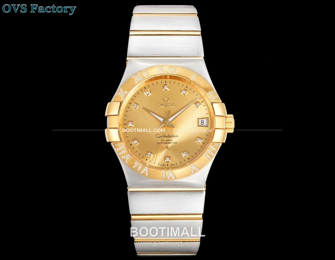오메가 컨스텔레이션 스틸 골드톤 다이아몬드 로만베젤 데이트 오토매틱 Omega Constellation Steel Gold Tone Diamond Roman Bezel Date Automatic 123.25.38.21.58.002 38mm 1