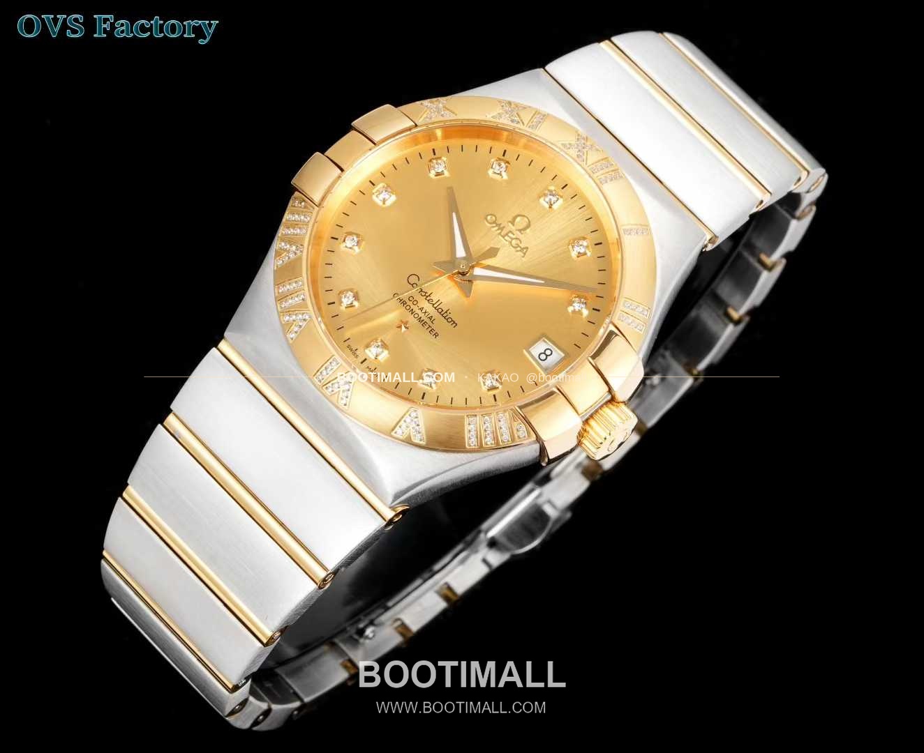 오메가 컨스텔레이션 스틸 골드톤 다이아몬드 로만베젤 데이트 오토매틱 Omega Constellation Steel Gold Tone Diamond Roman Bezel Date Automatic 123.25.38.21.58.002 38mm 4
