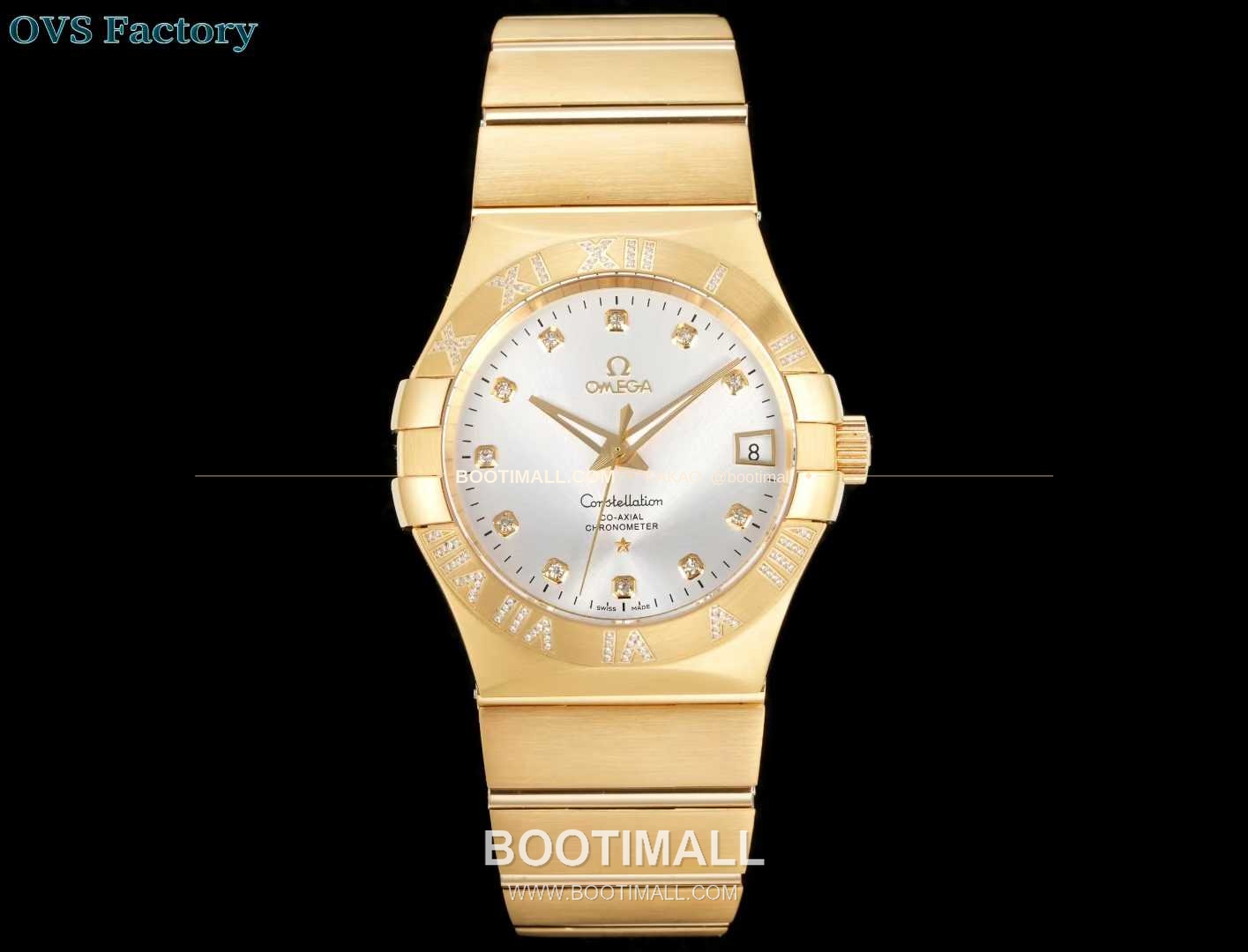 오메가 컨스텔레이션 스틸 골드톤 다이아몬드 로만베젤 데이트 오토매틱 Omega Constellation Steel Gold Tone Diamond Roman Bezel Date Automatic 123.25.38.21.58.002 38mm 1