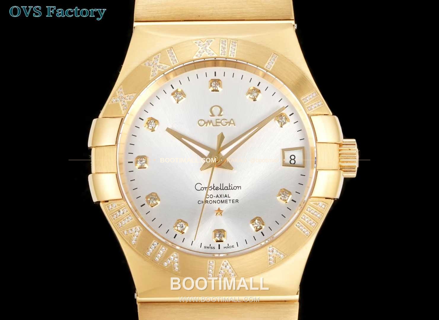 오메가 컨스텔레이션 스틸 골드톤 다이아몬드 로만베젤 데이트 오토매틱 Omega Constellation Steel Gold Tone Diamond Roman Bezel Date Automatic 123.25.38.21.58.002 38mm 2