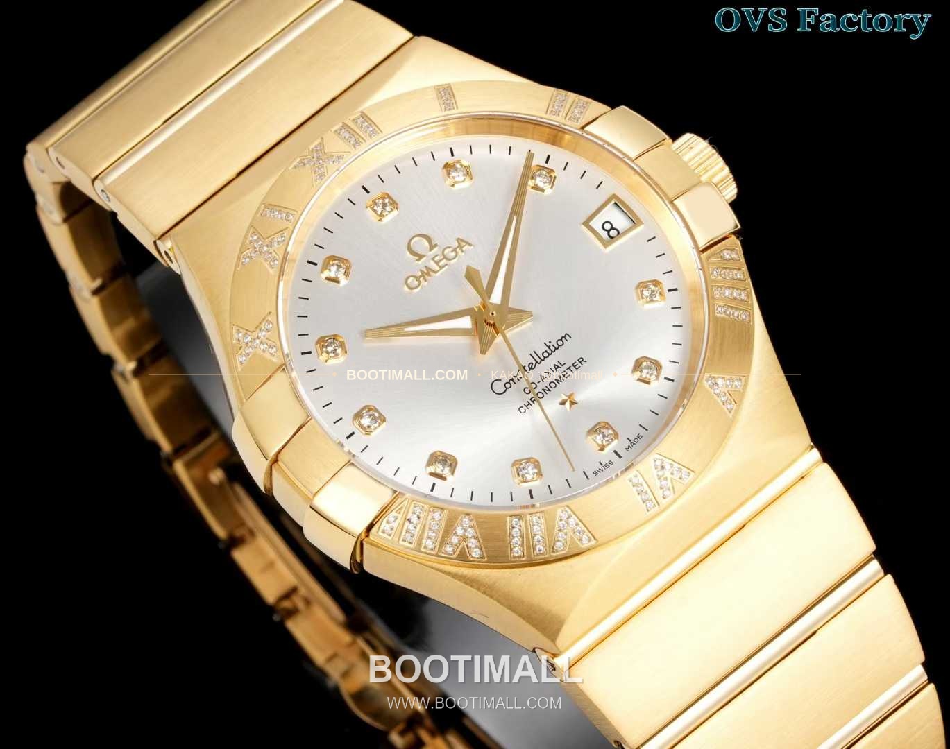 오메가 컨스텔레이션 스틸 골드톤 다이아몬드 로만베젤 데이트 오토매틱 Omega Constellation Steel Gold Tone Diamond Roman Bezel Date Automatic 123.25.38.21.58.002 38mm 3