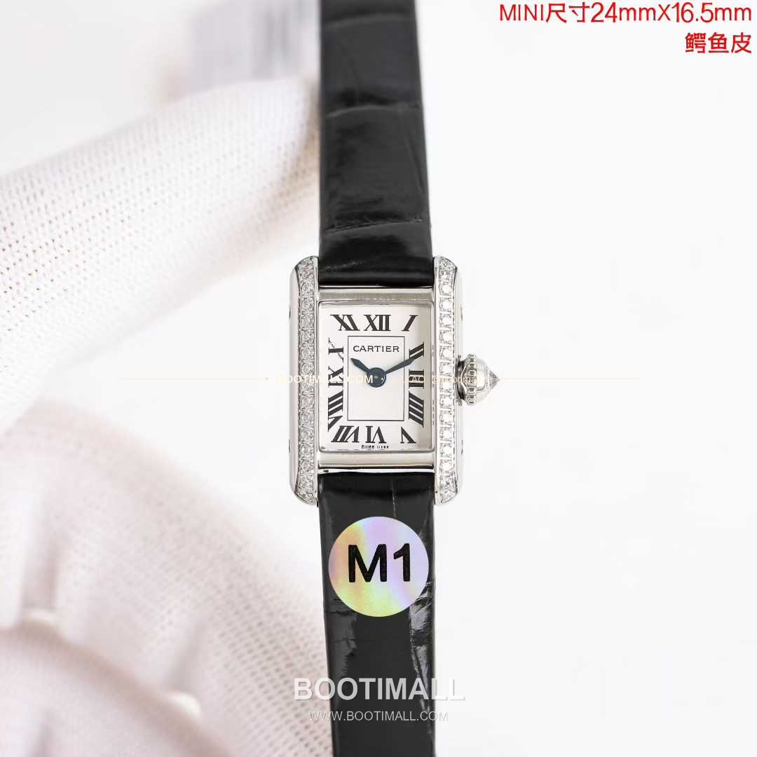 까르띠에 탱 루이 미니 골드톤 화이트다이얼 로만인덱스 블루핸즈 쿼츠 Cartier Tank Louis Mini Gold Tone White Dial Roman Index Blue Hands Quartz 24mm 2