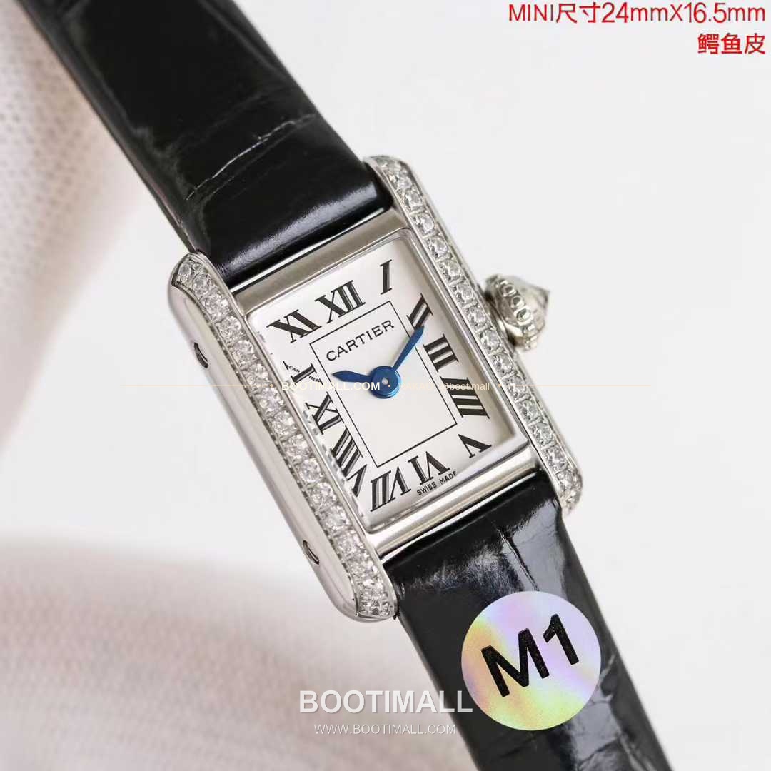 까르띠에 탱 루이 미니 골드톤 화이트다이얼 로만인덱스 블루핸즈 쿼츠 Cartier Tank Louis Mini Gold Tone White Dial Roman Index Blue Hands Quartz 24mm 4