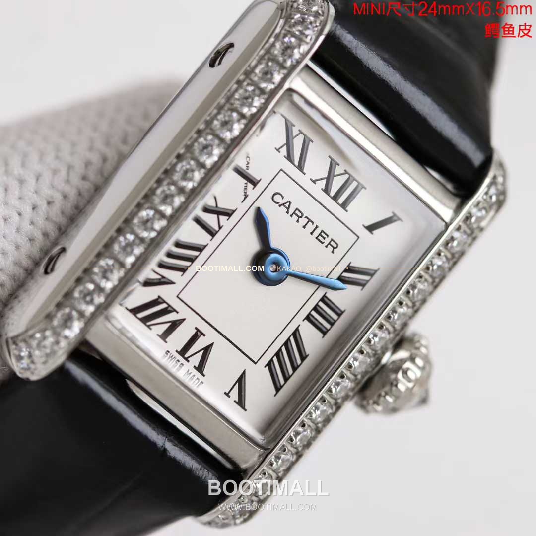 까르띠에 탱 루이 미니 골드톤 화이트다이얼 로만인덱스 블루핸즈 쿼츠 Cartier Tank Louis Mini Gold Tone White Dial Roman Index Blue Hands Quartz 24mm 5