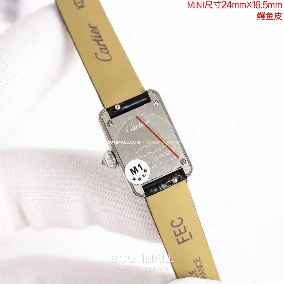 까르띠에 탱 루이 미니 골드톤 화이트다이얼 로만인덱스 블루핸즈 쿼츠 Cartier Tank Louis Mini Gold Tone White Dial Roman Index Blue Hands Quartz 24mm 8