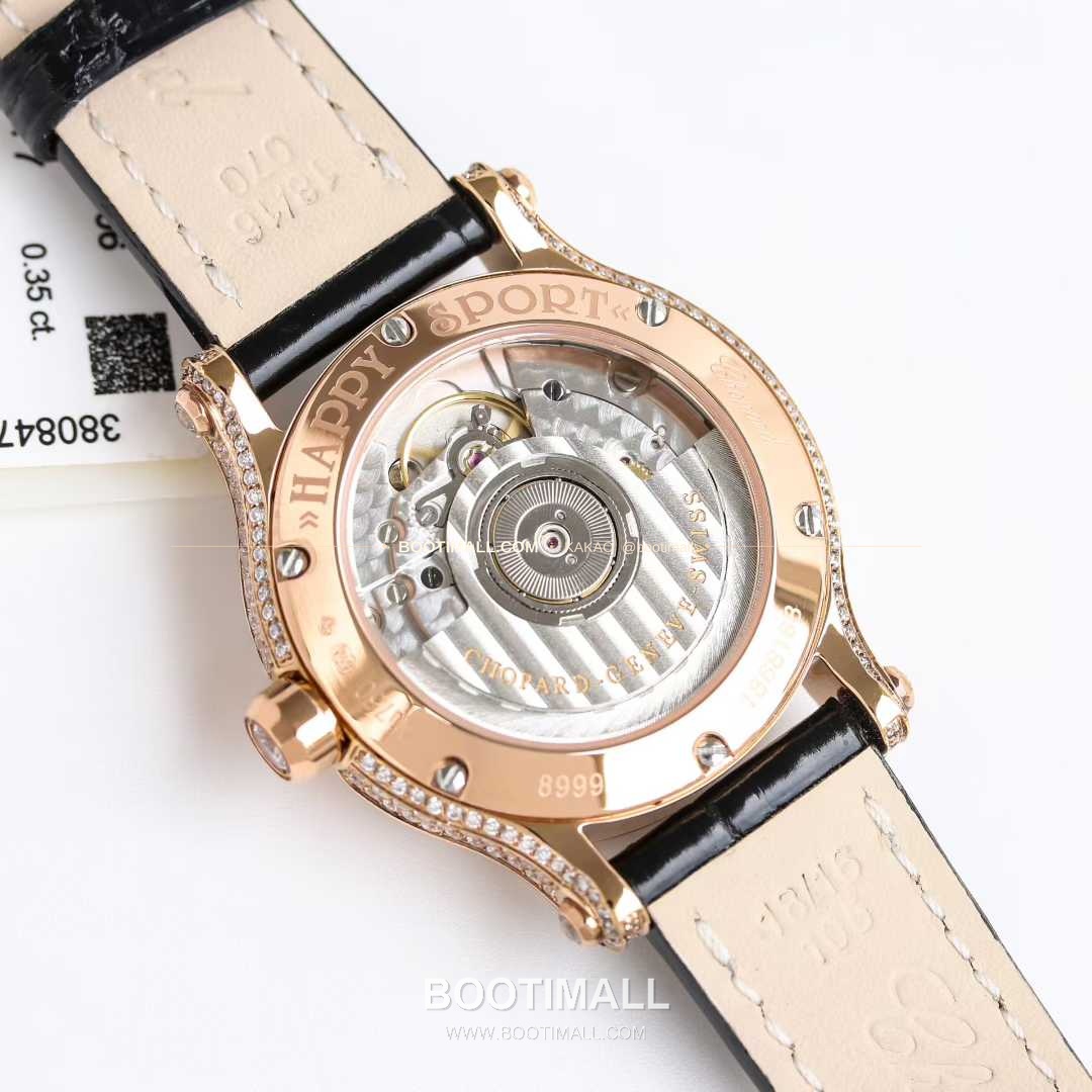 쇼파드 해피스포트 스틸 풀다이아 자개다이얼 플로팅젬 오토매틱 Chopard Happy Sport Steel Full Diamond Mother of Pearl Floating Gems Automatic 36mm 9
